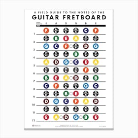 Field Guide to Guitar Fretboard Notes Canvas Print