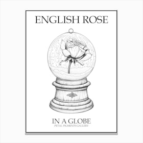 English Rose In A Globe Line Drawing 3 Poster Canvas Print
