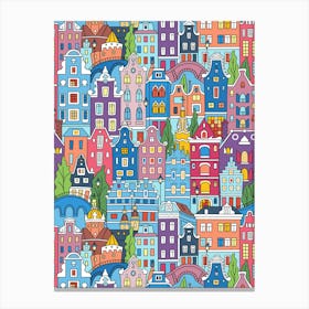 Amsterdam City Illustration Print Art 2 Canvas Print