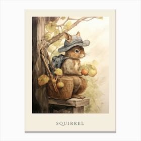 Beatrix Potter Inspired  Animal Watercolour Squirrel 3 Canvas Print