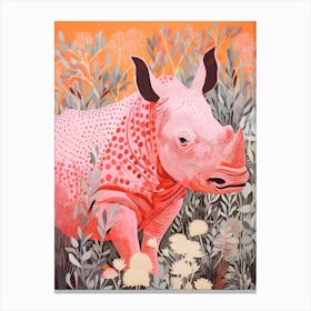 Pink Polka Dot Rhino 1 Canvas Print