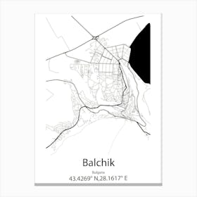 Balchik,Bulgaria Minimalist Map Canvas Print