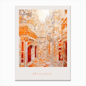 Marrakech Morocco Orange Drawing Poster Canvas Print