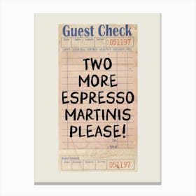 Espresso Martini Guest Check Canvas Print