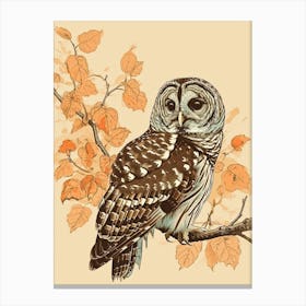Barred Owl Vintage Illustration 1 Canvas Print