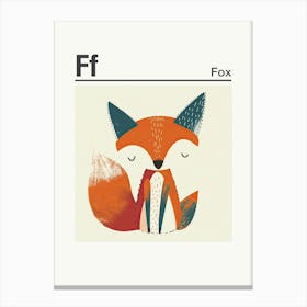 Animals Alphabet Fox 4 Canvas Print