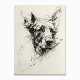Belgian Malinois Dog Charcoal Line 4 Canvas Print