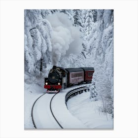 Steam Train In The Snow Canvas Print