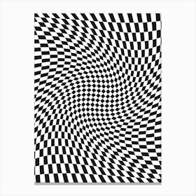 Abstract Black And White Checkered Pattern Canvas Print