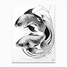 Kin Matsuba 1, Koi Fish Minimal Line Drawing Canvas Print