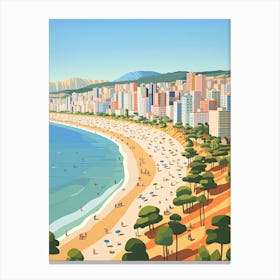 Copacabana Beach, Brazil, Graphic Illustration 4 Canvas Print