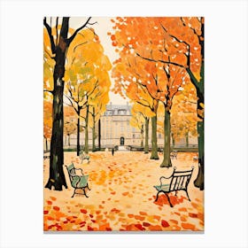 Luxembourg Gardens, France In Autumn Fall Illustration 3 Canvas Print