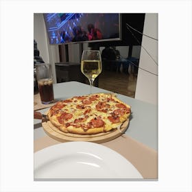 Pizza And Wine 1 Canvas Print