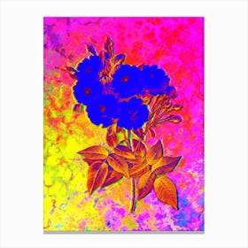 Noisette Roses Botanical in Acid Neon Pink Green and Blue n.0354 Canvas Print