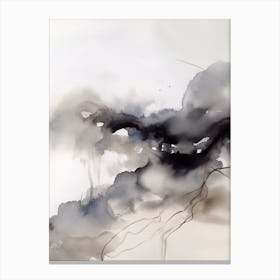 Watercolour Abstract Black And White 3 Canvas Print