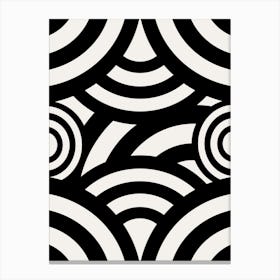 Retro Vintage Abstract Arches Black And White Canvas Print