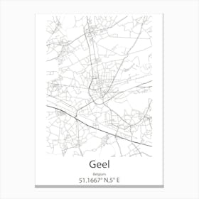 Geel,Belgium Minimalist Map Canvas Print