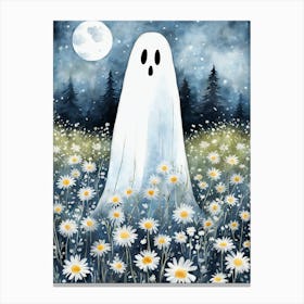 Sheet Ghost In A Field Of Flowers Painting (10) Canvas Print