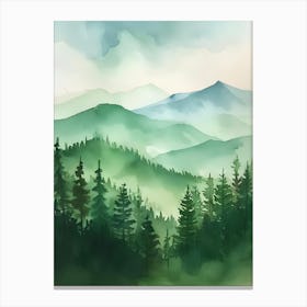 Watercolor Of Mountains Canvas Print