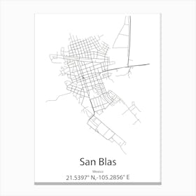 San Blas Atempa,Mexico Minimalist Map Canvas Print