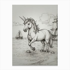 Unicorn On The Beach Canvas Print