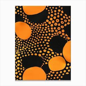 Orange And Black Polka Dots Canvas Print