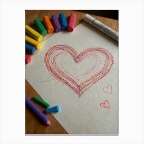 Heart With Crayons 2 Canvas Print