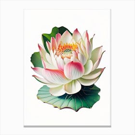 Early Lotus Decoupage 1 Canvas Print