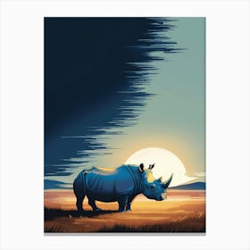 Rhino At Sunset Canvas Print