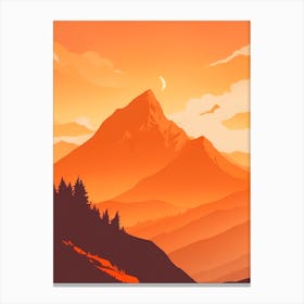 Misty Mountains Vertical Composition In Orange Tone 78 Canvas Print