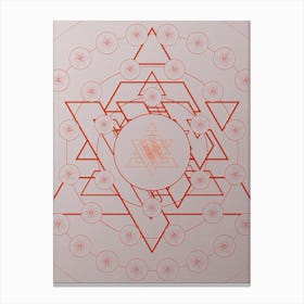 Geometric Abstract Glyph Circle Array in Tomato Red n.0297 Canvas Print