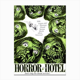 Horror Hotel, Zombies, Movie Poster Canvas Print