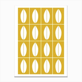 Mid Century Modern Leaf Print Mustard Canvas Print