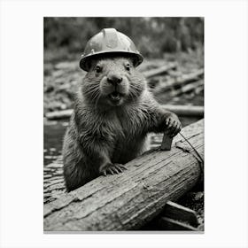 Beaver In A Hard Hat 2 Canvas Print