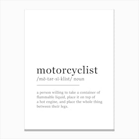 Motorcyclist Definition Poster - Dictionary Canvas Print