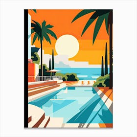 French Riviera, France, Bold Outlines 3 Canvas Print