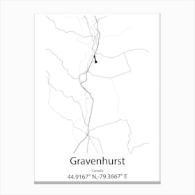 Gravenhurst,Canada Minimalist Map Canvas Print