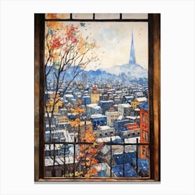 Winter Cityscape Seoul South Korea 3 Canvas Print