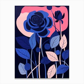 Blue Flower Illustration Rose 1 Canvas Print