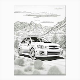 Subaru Impreza Wrx Sti Desert Drawing 4 Canvas Print