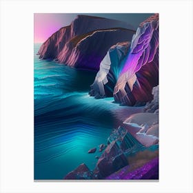 Coastal Cliffs And Rocky Shores, Waterscape Holographic 2 Canvas Print