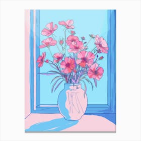 Pink Flowers In A Vase 10 Canvas Print