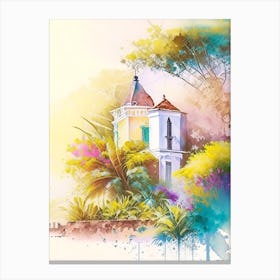 Ile De La Reunion France Watercolour Pastel Tropical Destination Canvas Print