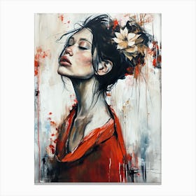 Woman In Red, Boho Art Style Canvas Print