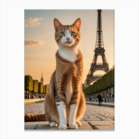 Furry Footprints: A Cat’s Guide to Iconic Sights Cat In Paris Canvas Print