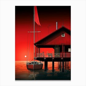 Red House At Sunset Canvas Print