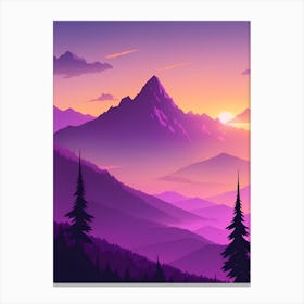 Misty Mountains Vertical Composition In Purple Tone 20 Canvas Print