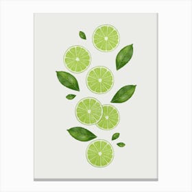 Lime Slices And Leaves 1 Canvas Print