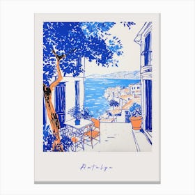 Antalya Turkey 3 Mediterranean Blue Drawing Poster Canvas Print