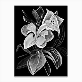 Orchid Leaf Linocut 2 Canvas Print